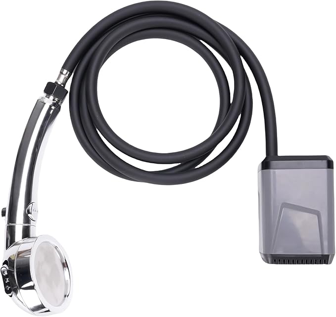 Irfora Portable Camping Shower Electric Pump Battery Powered USB Rechargeable Shower with Display Screen (Grey)
