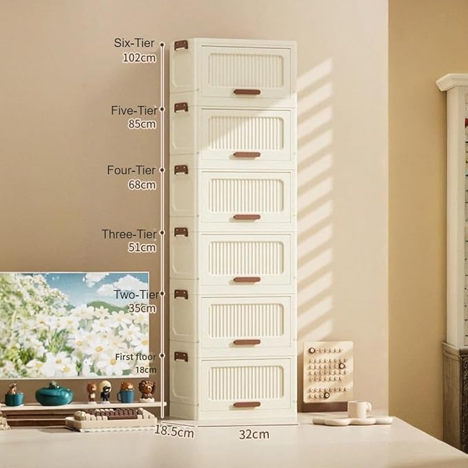 Storage Bins Storage Containers Stackable Plastic Organizer with Lids Foldable Design for Bedroom Office Closet Garage Kids Room Multi Tier Solution