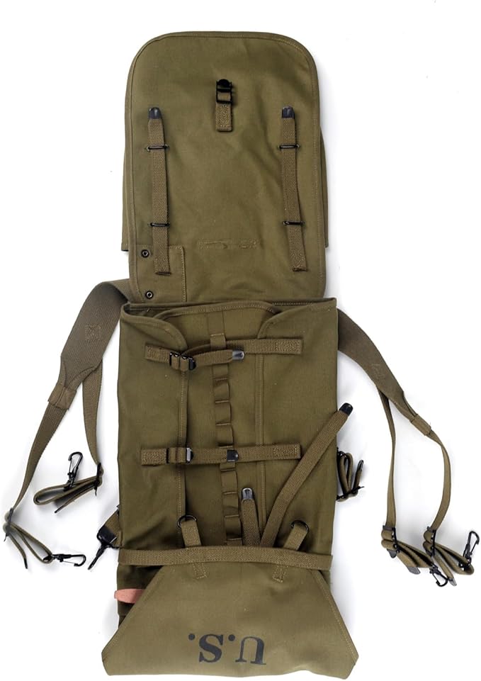 ANQIAO WW2 US M1928 Haversack Olive Green (m1928 haversack with tail pack)