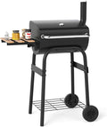 Giantex Portable Charcoal Grill with Foldable Side Table Outdoor BBQ Smoker Grill with Wheels Thermometer Adjustable Air Vent Bottom Shelf Barrel Barbecue Grills for Patio Camping &amp Tailgate