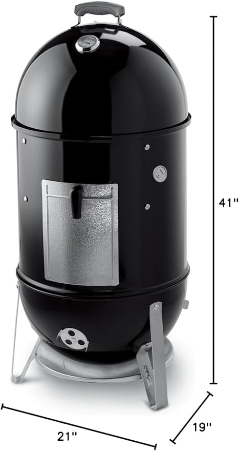 Weber Smokey Mountain Cooker 18-Inch Charcoal Smoker – Outdoor BBQ Smoker with Dual Cooking Grates Porcelain‑Enameled Kettle &amp Temperature Control Dampers