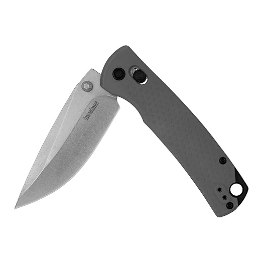 Kershaw Sequence Pocket Knife Gray Design 3.32 Inch Stainless Steel Drop Point Blade EDC with Manual Opening Reversible Deep Carry Pocketclip Everyday Carry Pocket Knife for Men and Women