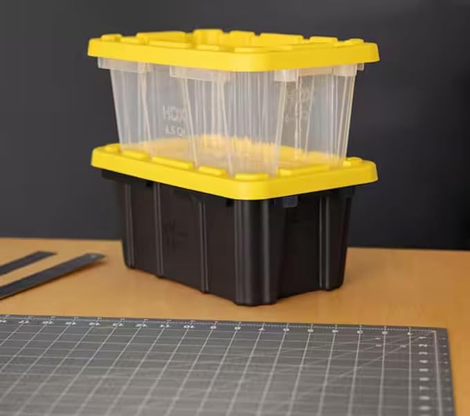 9 Gal. Tough Storage Tote in Clear with Yellow Lid