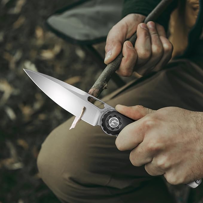 FINTISO Pocket Knife 3.5 Folding Knife Premium 14C28N Blade Bicolour G10 Handle Design with Pocket Clip for Men Women Small EDC Knife for Camping Hunting Hiking Survival and Outdoor Activities