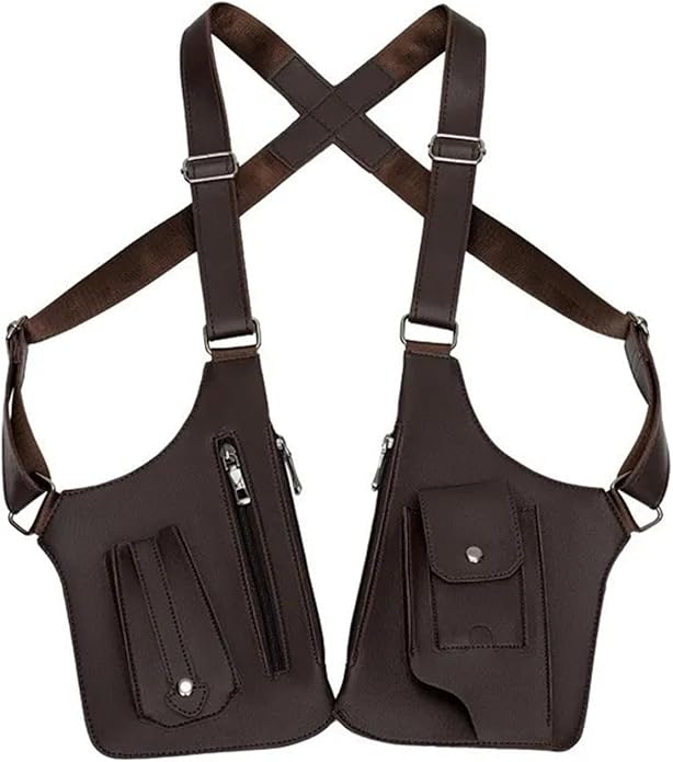Secure 2pcs Medieval Leather Harness Holster Bag Hidden Anti-theft Wallet &amp Phone Pouch