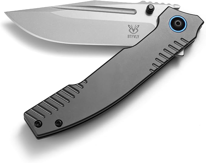 8.7in Full-Size Folding Knife - 3.7 D2 Steel Blade All-Steel Handle Heavy Duty EDC Tactical Pocket Knife with Clip for Camping Survival | Frame Lock