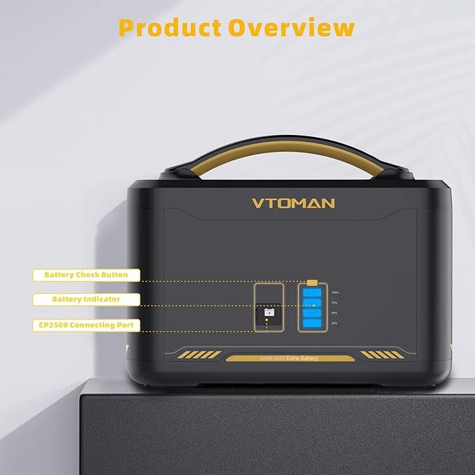 Vtoman 3096Wh Solar Generator with Extra Battery Included 1800W (Peak 3600W) LiFePO4 Battery Power Station for Power Outages RV Camping Emergencies