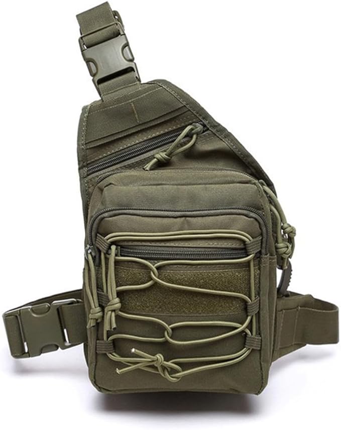 Tactical Shoulder Sling Bag Outdoor Military Small Crossbody Chest Pack Sling Daypack for Men Traveling Trekking Camping Fishing (Military Green)