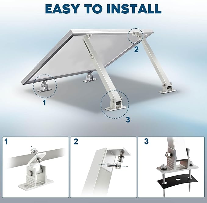 GCCSJ 2 Sets Solar Panel Mounting Brackets 14-27 inch Adjustable Solar Panel Tilt Mount Brackets Aluminum Alloy Solar Panel Mounting Kit Suitable for 100-450W Solar Panels for RV Roof Boat Camping