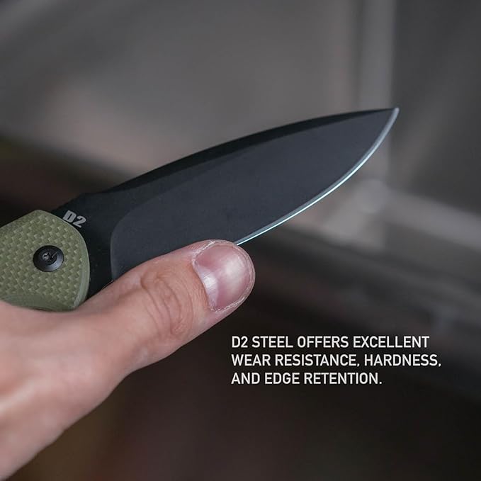 704 Gear Urban Ranger EDC Folding Pocket Knife | Full Size 3.74 Blade D2 Steel G10 Handle Reversible Pocket Clip | Olive Drab Green