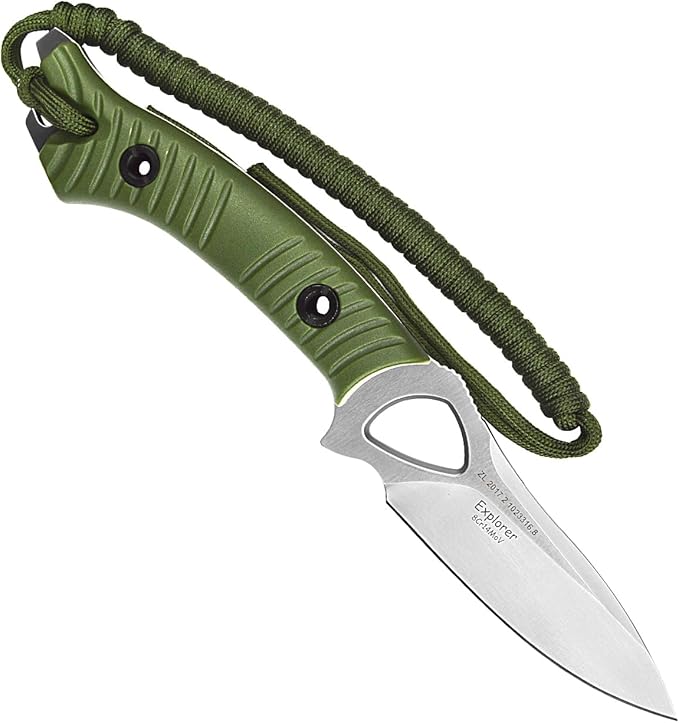 TONIFE Explorer Fixed Blade Knife with Sheath 8Cr14moV Multifunctional Survival Knife Blade with Fiberglass Reinforced Nylon Handle for Outdoor EDC Knife