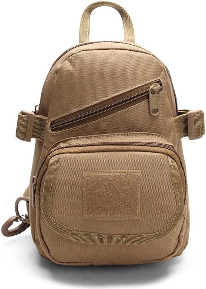 Outdoor Tactical Bag Backpack Military Sport Bag Pack Sling Shoulder Backpack Water bottle hanging bag for Every Day Carry (Mud Color)