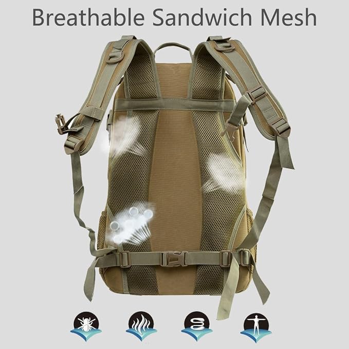 Tactical Backpack for Men Hiking Day Pack Military Rucksack Waterproof 30L EDC Bag Army Assault Pack (Military Green)