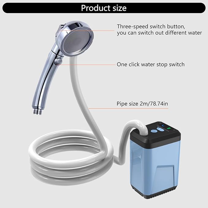 Outdoor Handheld Electric Shower Portable Camping for Camping Hiking Travel Car Washing &amp Pet Cleans Portable Electric