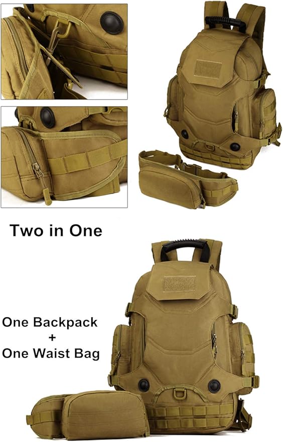UNISTRENGH 40L Military Style Backpack Tactical Rucksack Hunting Backpack MOLLE System Outdoor Travel Bag Army Gear Daypack Black