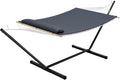 2-Person Hammock Suite with Stand450lbs Capacity 2 Person Cotton Rope Portable Hammock with Polyester Quilted Pad and Pillowfor Garden YardCamping and Patio.Dark Gray