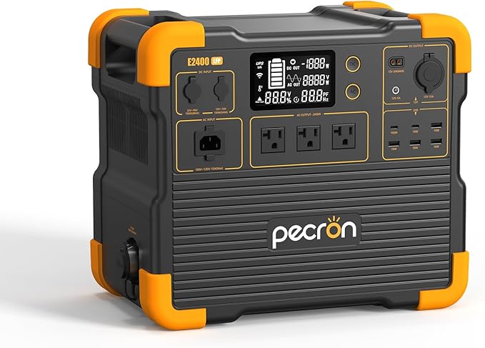PECRON Portable Power Station E2400LFP 2048Wh Solar Generator Backup 2400W LiFePO4 Battery Expandable to 8192Wh Fast Charging in 1.5 Hrs Power Station for Emergencies Camping RV Home Use
