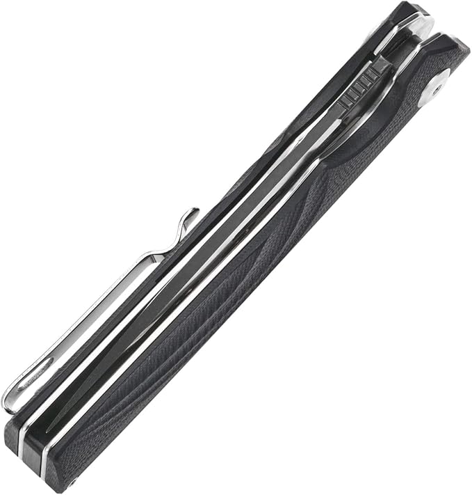 Sitivien ST141 Folding KnifeD2 Steel Blade G10 Handle Pocket Knife EDC Tool Knife for Survival Hiking Camping Fishing(Black)