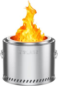 Golabs Smokeless Fire Pit 19.5 Portable with Handle Stainless Steel Outdoor Firepit with Removable Ash Pan &amp Fire Poker Easy to Clean Efficient Heating &amp Less Ash Perfect for Backyard &a