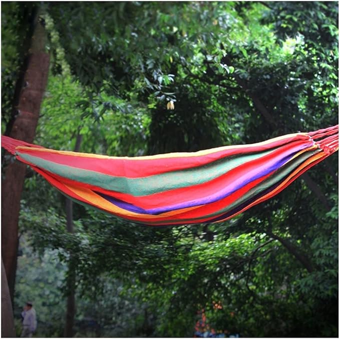 Portable Hammock Portable Canvas Hammock Camping Travel Hammocks Beach Swing Bed for Outdoor Beach Garden Backyard for Backpacking Beach (Color : Rojo)