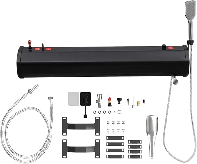 Portable Road Shower with 18/20/30L Water Tank Roof-Mounted Solar Heating Shower Water Hose Roof Rack Mount for Off-Road RV Trucks Camping Beach Trips Outdoor20L
