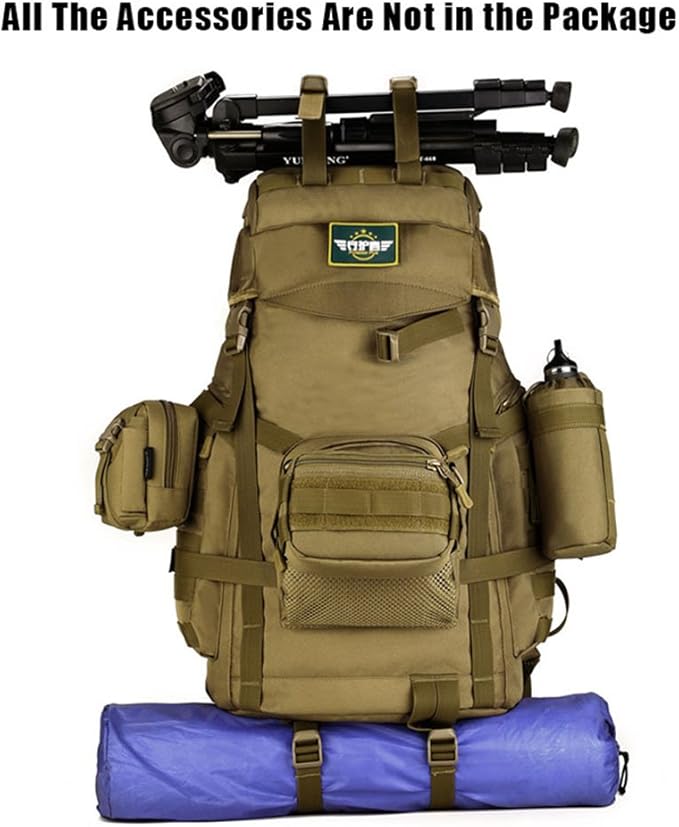 Huntvp 55L Tactical Military MOLLE Backpack Rucksack (Black)