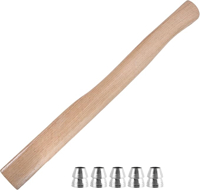 Wooden Hatchet Handle Replacement Set 50cm Oak Wood Handle 5 Metal Wedges for Woodworking