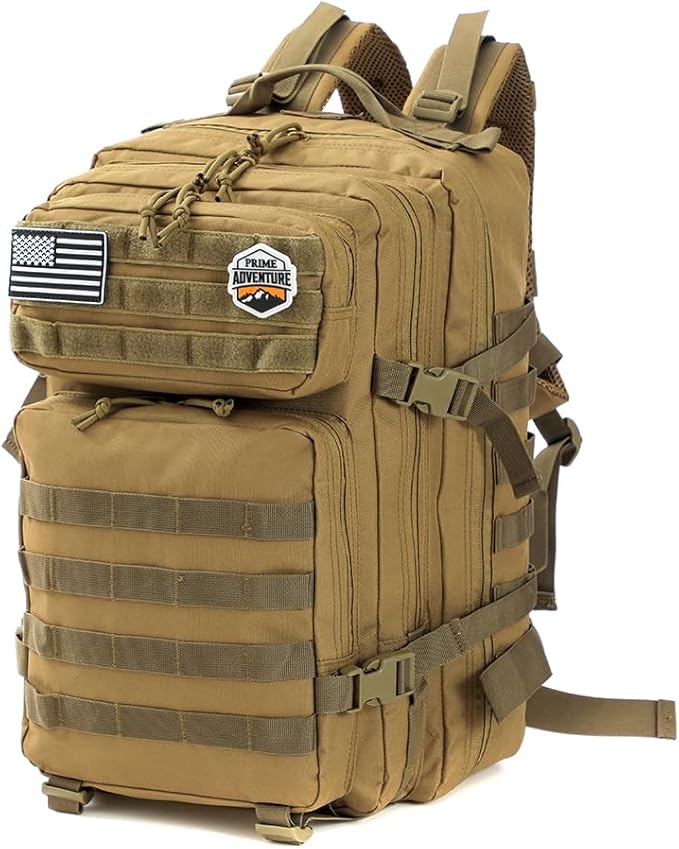 Prime Adventure 45L Outdoor Molle Backpack – Modular Military Tactical Gear Pack for Hiking Camping &amp Travel