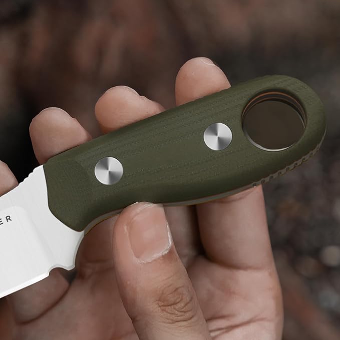 Kizer Beaver 2 Fixed Blade Knife 2.75 AEB-L Clip Point Blade Small EDC Hunting Knife with Olive Green &amp Orange G10 Handle Neck Knives with Sheath for Hunting Camping Survival Fishing 1078M4