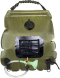 VICASKY Solar Shower Bag Shower Nozzle Portable Outdoor Hiking Water Storage for Camping Beach and Travel Olive Green Easy to Use Folds for Storage