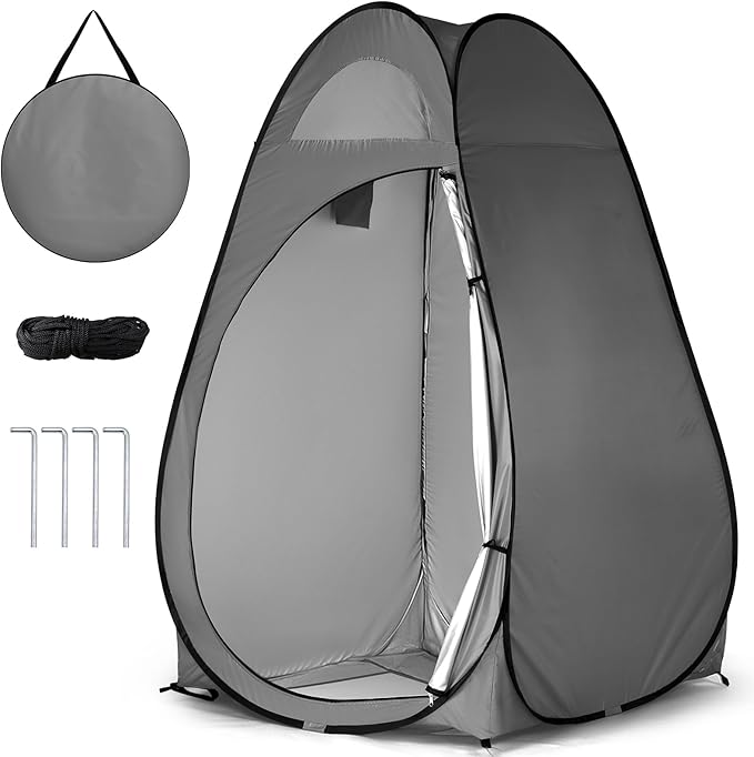 Outvita Shower Tent Instant Privacy Dressing Changing &amp Toilet Tent 74’’ Portable Outdoor Shelter for Camping Hiking Fishing Picnic Beach with Carry Bag (Gray)