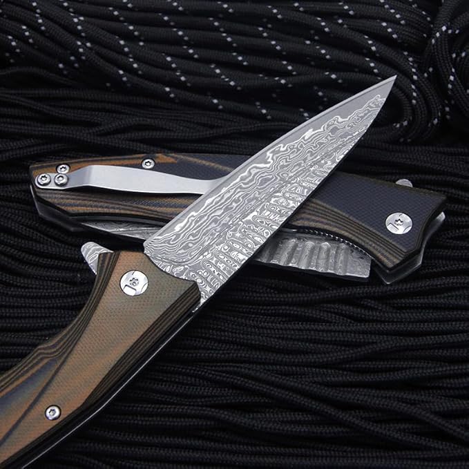 High Hardness VG10 Damascus Navaja Folding Knife Portable Outdoor Survival Fold Knives Wilderness Survival Camping Pocket Knife