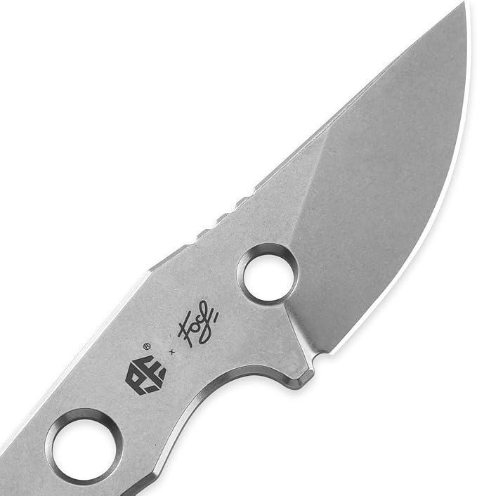 Petrified fish PFE13 Bison Fixed Blade Knife 2.4 14C28N Stonewashed Blade 2.52oz 14C28N Handle Fixed Blade Knife for Camping EDC Outdoor (White Stonewashed)