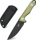 Eafengrow EF107 Fixed Blade Knife with D2 Steel Blade and Kydex Sheath - G10 Handle Compact Outdoor Field Utility Knife (Green)