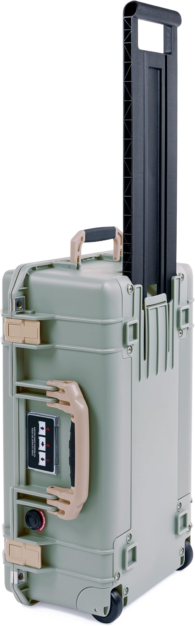 Pelican Air 1535 Carry-On Sage Green - Medium Size Waterproof Case with TrekPak Kit &amp Combo Lid Organizer - Desert Tan Handles &amp Latches