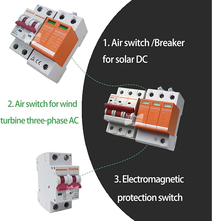 Marsrock Lighting Protection Wind Solar Hybrid Power Control Box PV Dc Combiner AC Distribution Box for 12v 24v 48v Wind Solar Power System with DC AC SPD Surge Protection Arrester (Excluding Wires)