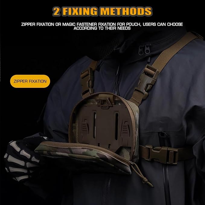 Tactical Phone Chest Mount with Universal Molle Pouch Chest Vest Rig Bag Pack Molle Foldable Navigation Universal Phone Holder Board for Hunting