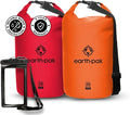Earth Pak Waterproof Dry Bag - Roll Top Waterproof Backpack Sack (20L Red &amp 20L Orange)