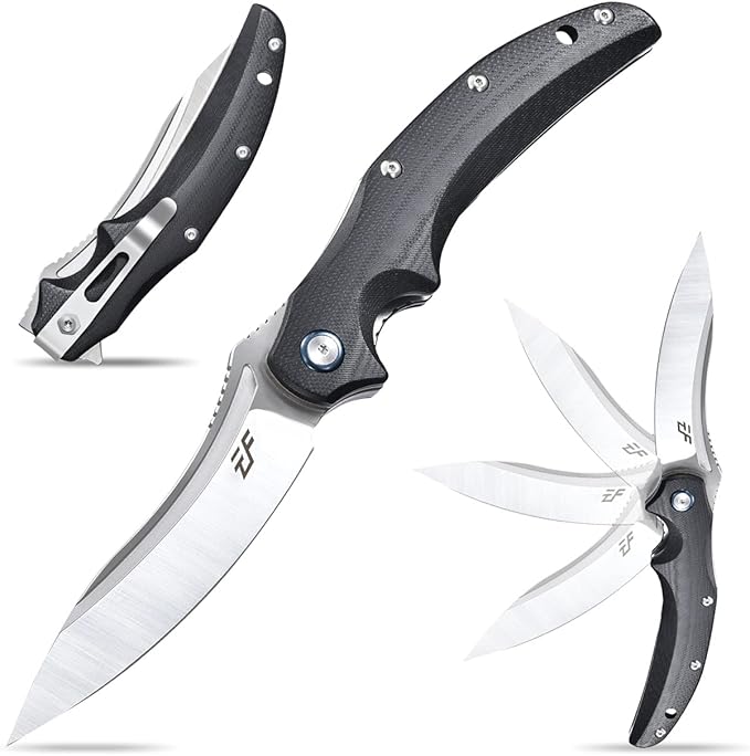 Eafengrow EF951 Folding KnifeD2 Blade and G10 Handle with Liner Lock Ball Bearing Pocket Knife EDC Tool for Outdoor Camping Survival(Black)