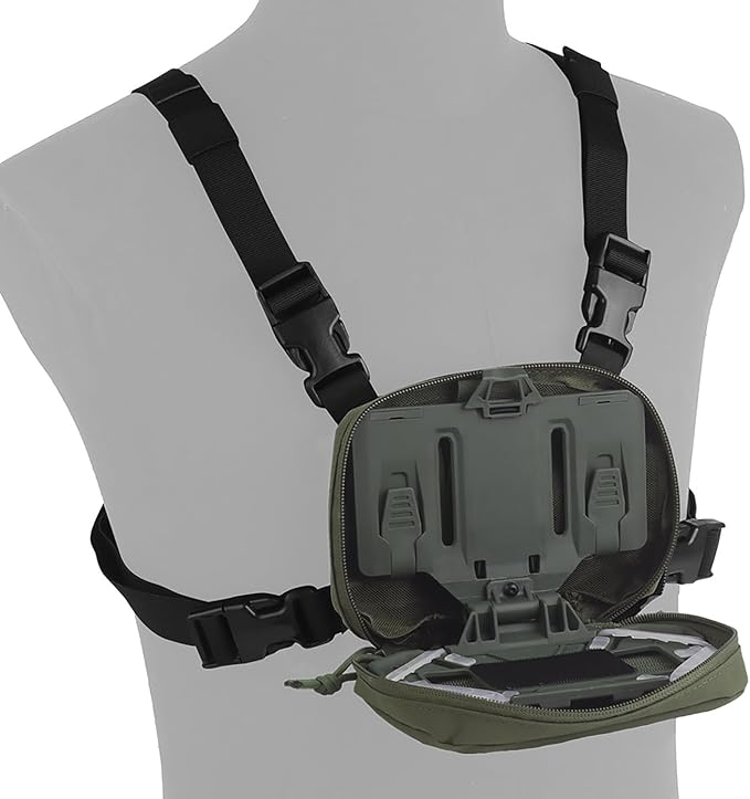 Tactical Phone Chest Mount with Chest Vest Rig Bag Pack Molle Foldable Navigation Universal Phone Holder Board for Hunting