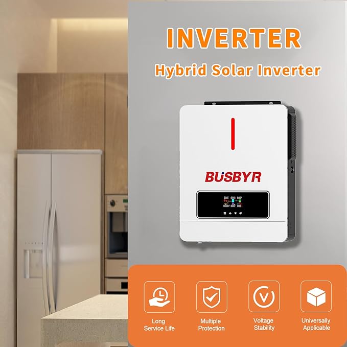3600W Hybrid Solar Inverter with WiFi 24V DC to 110V AC Pure Sine Wave 120A MPPT Controller Solar &amp Generator Input for Home Backup RV Off-Grid