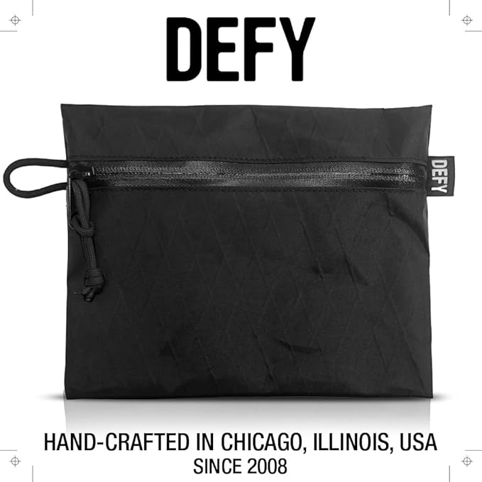 DEFY Project X-Pac Travel Pouch | Lightweight Nylon Organizer Pouch For Accessories | Premium Tech Wallet | Water Repellent Travel Organizer (Large Black)