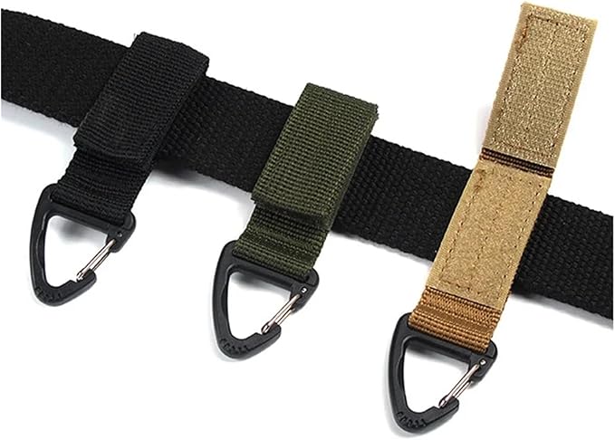 3PCS Outdoor Camping Hiking Nylon Strap Keychain Tactical Rug Bag Triangle Backpack Waist Bag Fastener(1Pc Army green)