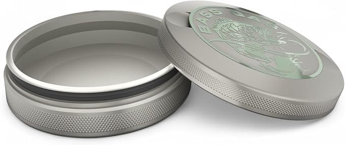 Edition 022: Bass Gas | Metal Can | Metal Container | Pouch Container | Small Storage Tin (Stone/Green Chrome)
