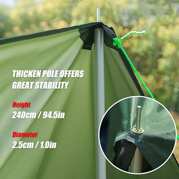 3x6m Sunshade Waterproof Tarp Tent Shade Pole Folding Camping Canopy Ultralight Beach Sun Shelter Camping Hiking Survival Shelter