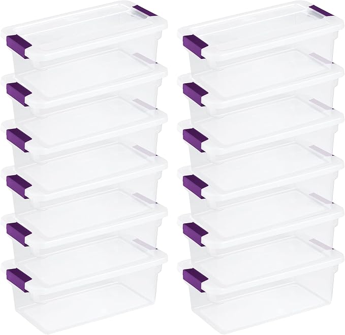 Sterilite 66 Quart (6 Pack) and 6 Quart (12 Pack) Totes Clear Plastic Stackable Storage Containers with Latching Lids for Home Organization