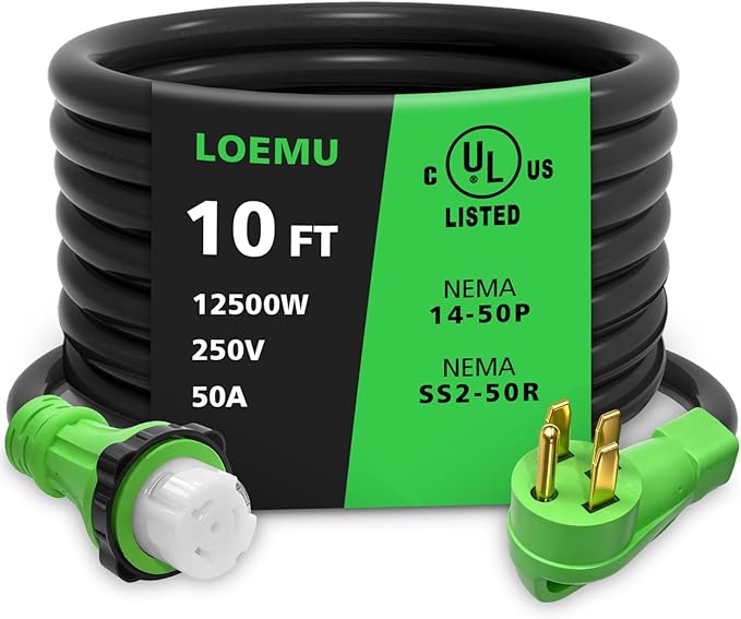 50 Amp Generator Cord with Twist Lock 10FT Heavy Duty 6/3+8/1 Gauge Generator Cable 14-50P/SS2-50R STW Power Cord 50 Amp Extension Cord for Generator &amp Yard &amp House