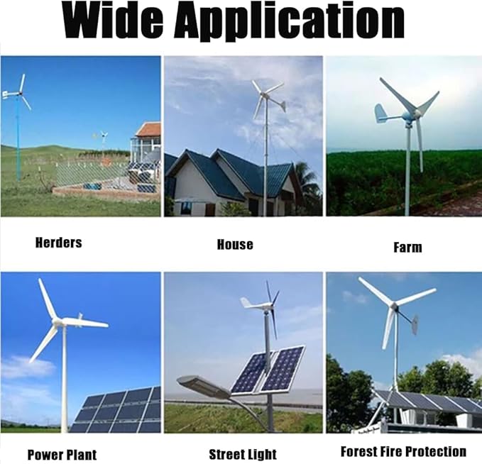800W Wind Turbine 5 Blades 12V / 24V / 48V with MPPT Charge Controller for Home Boat Farm (12 Volts)