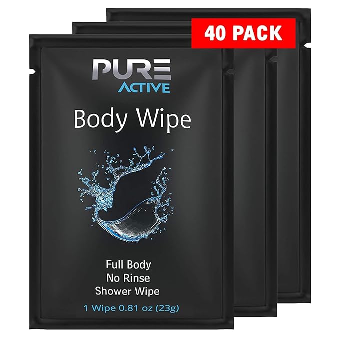 Shower Body Wipes 40 Individually Wrapped Personal Hygiene Body Wipes for Women and Men Keep Clean After Gym Travel Camping Outdoors Sports