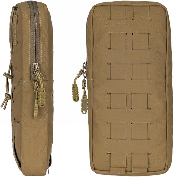 Tactical Hydration Pouch with Inner Bladder for 1L Water Bag Laser Cut MOLLE Hydration Pouch for Hiking Biking Running and Climbin 500D Nylon